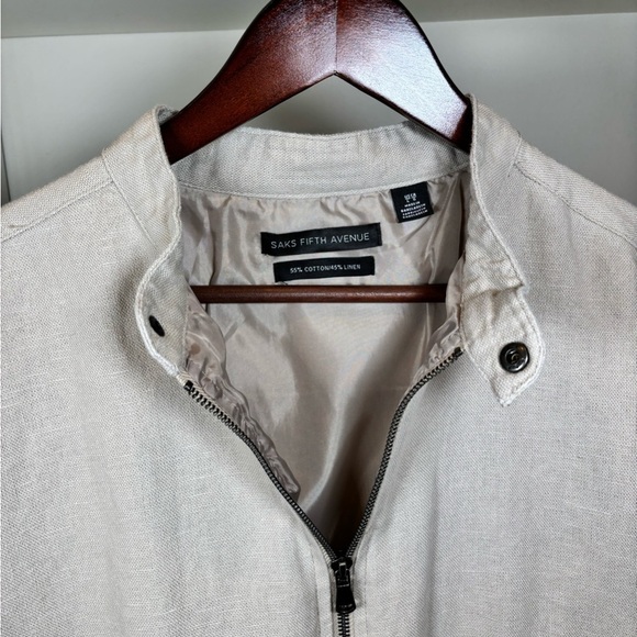 Cotton-Linen Bomber Jacket Saks Fifth Avenue Size L - Picture 3 of 7